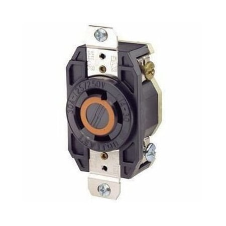 Leviton Locking Receptacle, L14-30R, 30 A, 125/250V AC, Single Phase, 3 Pole, Flush Mount, Screw Terminals 2710