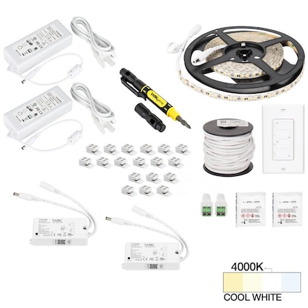 Task Lighting 16 Ft. 225 Lumens/Ft. 12 V, V, Duo Wireless Controller, 2 Zone 2 Area, Sgl-White, Cool White 4000K L-VK2Z2A-16-40