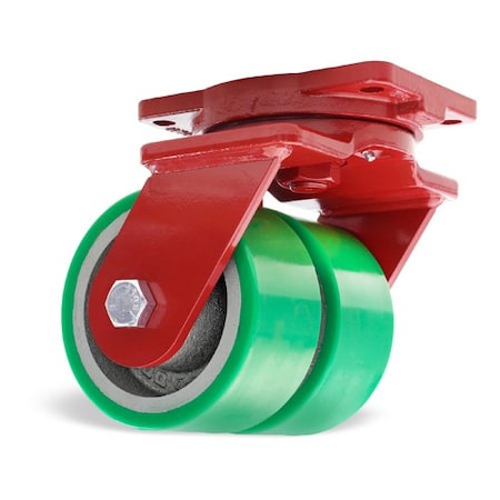 Hamilton Extra Heavy Duty Dual-Wheel Swivel Caster, 6" x 3" Duralast Polyurethane (95A) on Cast Iron Wheels S-EHD2-63DT