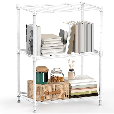 Factory 2U Wire Shelving Unit, 12inD x 18inW x 26inH, 3 Shelves, Light Duty 133 lbs Per Shelf, White 803963