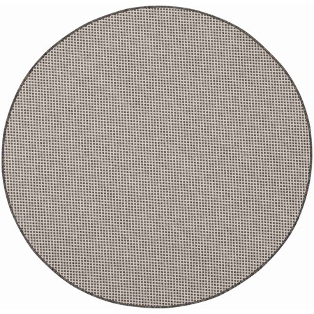 Homeroots 5' Ivory And Charcoal Round Geometric Indoor Outdoor Area Rug 552407