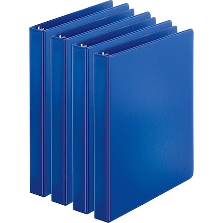 Business Source Basic Round Ring Binder, Dark Blue, 4PK BSN09975BD