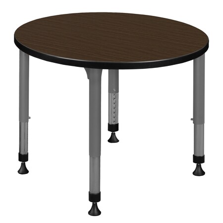 Regency Round Kee Height Adjustable Classroom Activity Table, 30 in W, 30 in L, Neo Walnut TB30RNDNWAPGY