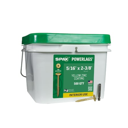 Spax 5/16 in x 2-3/8 in Interior Structural Wood Lag Screws Powerlags Washer Head T-Star Bulk Pail, 500PK 3581020800600