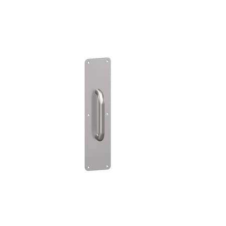 Hager 43J 4inx16in Round Corner Plate with 10in Center to Center 3J Round Pull Satin SS Finish 093881