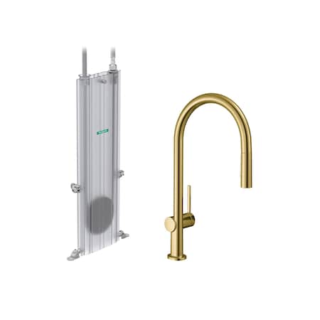 Hansgrohe Talis N HighArc Kitchen Faucet, O-Style, 2-Spray Pull-Down, w/ sBox, 1.75 GPM in Brushed Gold Optic 72801251