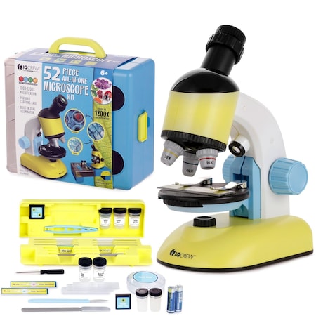 Amscope IQCREW by 100X-1200X Kid's Compound Microscope Kit w/Dual LED Illuminators, Disc Condenser, Rotating M44-KT-EXCL1