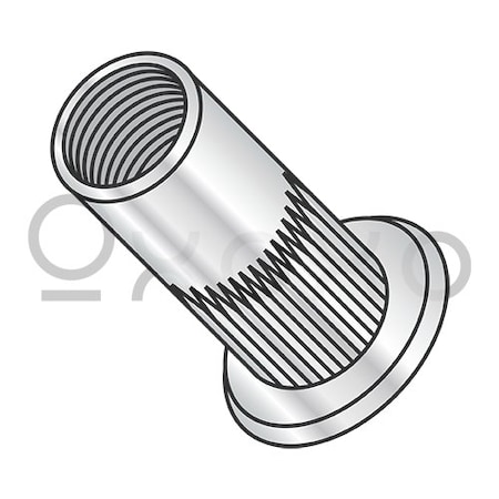 Oxoxo 1/4-20-.260 Flat Head Ribbed Threaded Insert Rivet Nut Aluminum Cleaned and Polished, 1000PK 385871