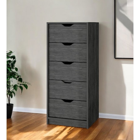 Homeroots 18" Gray Five Drawer Standard Chest 552268