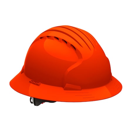 Jsp Vented, Full Brim Hard Hat w/HDPE Shell, 6-Point Polyester Suspension and Wheel Ratchet Adj. 280-EV6161V-OR