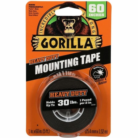 Gorilla Glue Double-Sided Foam Mounting Tape, 1 in W, 1 11/16 yd L, 1/16 in, Acrylic Foam, Double-Sided 6055002