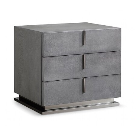 Homeroots 22" Gray Solid and Manufactured Wood Three Drawer Nightstand 491583
