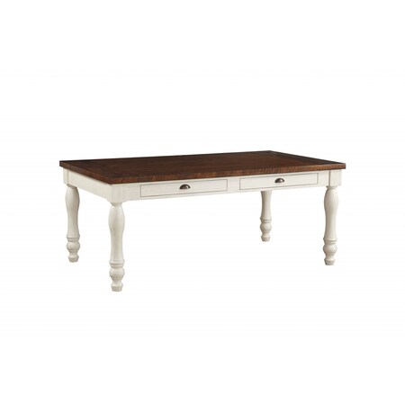 Homeroots 72" X 42" X 30" Walnut And White Washed Solid Wood Dining Table 318938