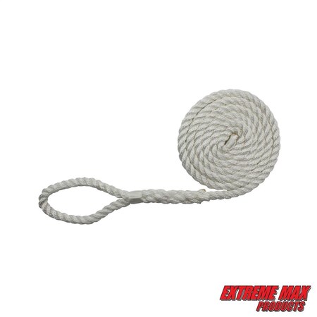 Extreme Max 3006.2801 BoatTector Twisted Nylon Fender Line Value 2-Pack - 1/4" x 6' White 3006.2801