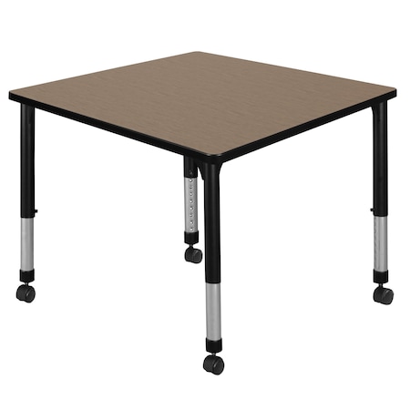 Regency Square Kee Height Adjustable Mobile Classroom Activity Table, 42 in W, 42 in L, Noble Oak TB4242NOAPCBK