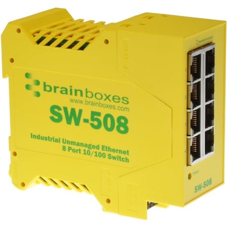 Brainboxes Ltd Brainboxes Industrial Ethernet 8 Port Switch DIN Rail Mountable SW-508