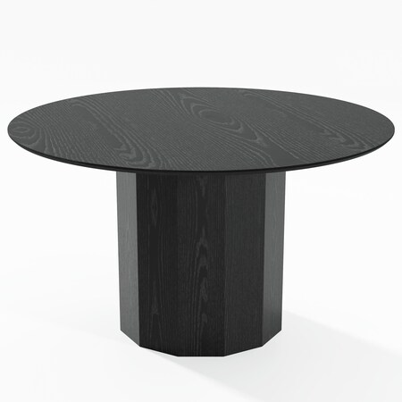 Homeroots 52" Black Solid Wood Pedestal Base Round Top Dining Table 721052