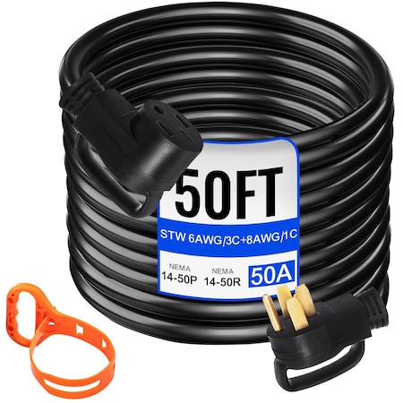 Vevor Heavy Duty 50ft 50A RV Extension Cord Power Supply Cable Molded Connector RV50H/RV50H-R