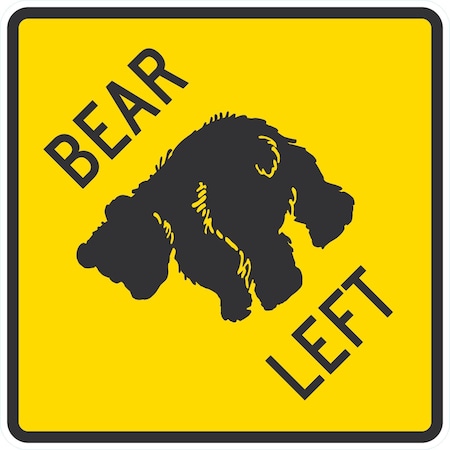 Lyle Bear Left Crossing Symbol, 24x24, Engineer Grade, Yellow G-12924-EG_24x24