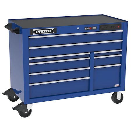 Proto 550 Series Rolling Cabinet, 9 Drawer, Blue, 50 in W x 25-1/4 in D x 41 in H J555041B-9BLPDP