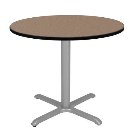 Regency Round Cain Small X-Base Breakroom Table, 30 in W, 30 in L, Noble Oak TB30RNDNOGY
