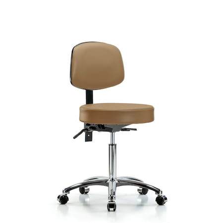 Blue Ridge Ergonomics Bench Stool, Med, Vin, Bk Chrome, Cast, Taupe BR-VMBST-CR-T0-NF-CC-8584