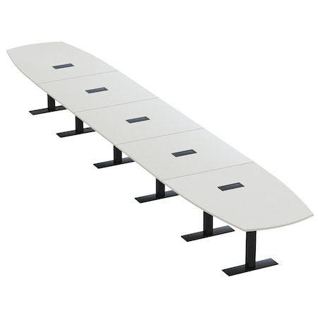 Skutchi Designs Arc Boat Conference Table With Power, 48 in W, 264 in L HAR-ABOT-48X264-T.BK-U779-EBLK