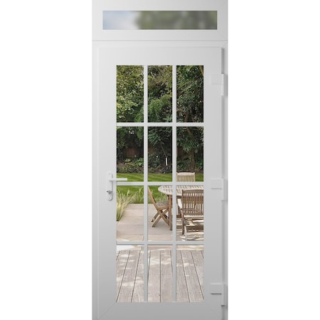 Vdomdoors Front Exterior Prehung Metal-Plastic Door Clear Glass / MANUX 8355 White Silk / Office Commercial a MANUX8355EXD-WS-W36xH80+12-LH-I
