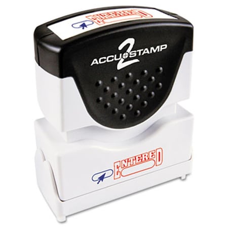 Accustamp 2  Shutter Stamp with Anti Bacteria, Red-Blue, ENTERED, 1 .63 x .5 35544