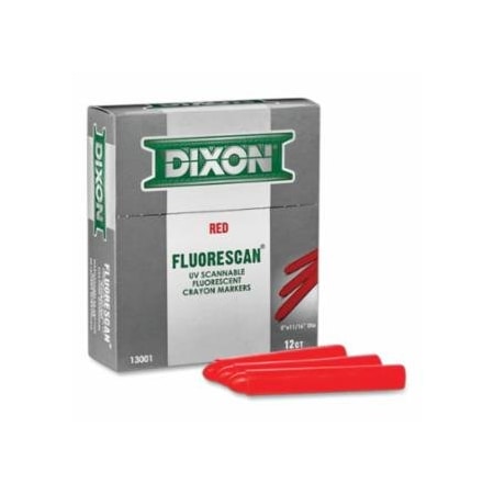 Dixon Ticonderoga Fluorescent Crayon, 5 in dia, 11/16 in L, Fluorescent Red, 12PK 464-13001