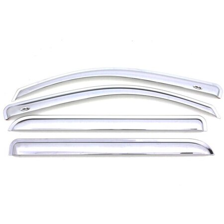 Ventshade Rainguards, Aerodynamic Design, Tape-On, Chrome, Thermoplastic, Set Of 4 684387