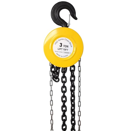 Wrightmaster 2 Ton Manual Chain Hoist with 4400 lbs Capacity, 10ft Lift, and Heavy Duty Hooks ZR-W46557612