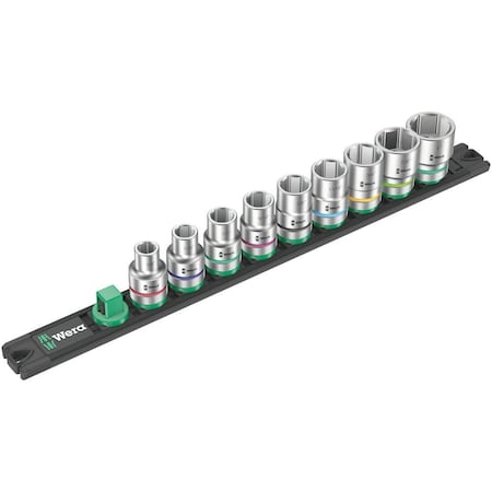 Wera Magnetic socket rail C Imperial 1 Zyklop socket set, 1/2 in drive, imperial, 9 pieces 5005480001