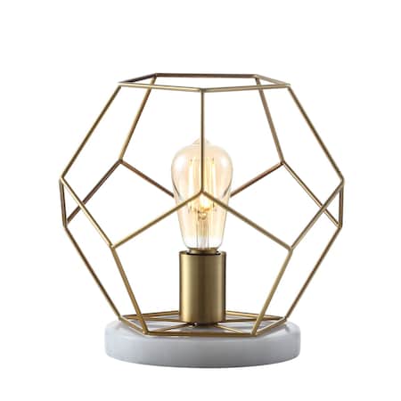 Jonathan Y James 10" MidCentury Glam Metal/Marble Geometric LED Table Lamp, Brass JYL1047A