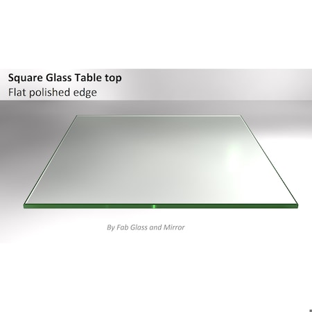 Fab Glass And Mirror 24in in Square 1/4in Thick Flat Polished Tempered Eased Corners Glass Table Top, 24inch, Clear 24SQR6THFLTE