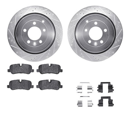 Dynamic Friction Co DFC Rotors-Drilled & Slotted-Silver w/ EURO 5000 Ceramic Brake Pads Incl Hdw 7612-11007