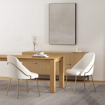 Manhattan Comfort Gracie Dining Chair in White and Gold - Set of 2 2-DC100-GWH