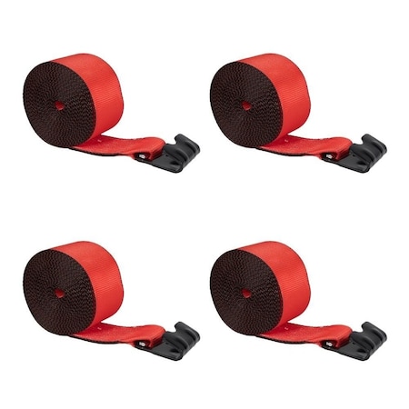 Mytee Products 4PK Winch Straps 4in x 27ft Red Heavy Duty with Flat Hooks WLL# 5400 lbs, 4PK WS427Rx4
