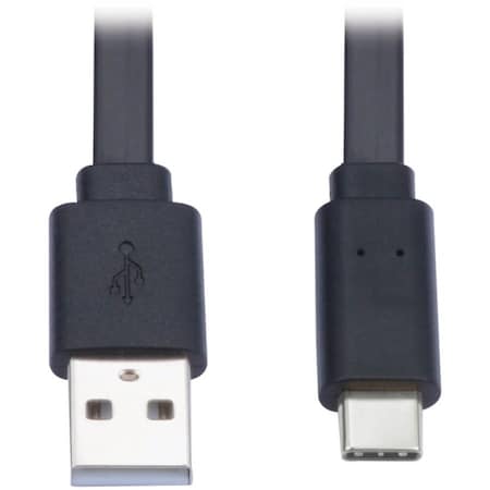 Eaton EATON USB-A To USB-C Flat Cable, M/m, USB 2.0, Black, 6 Ft. 1.83 M U038-006-FL