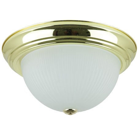 Sunlite 13in. Decorative Dome Ceiling Fixture, Polished Brass Finish, Frosted Glass 04582-SU