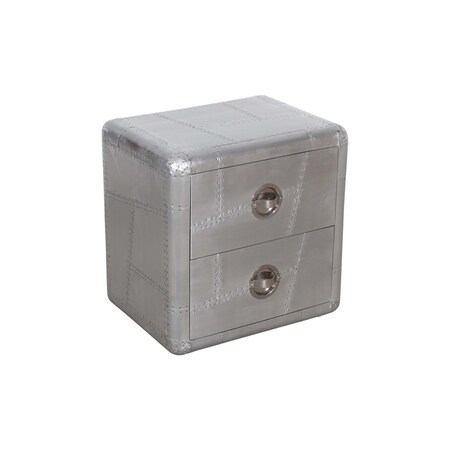 Homeroots 24" Silver Two Drawer Nightstand 488768