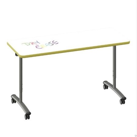 Correll Rectangle Premium Sit To Stand Dry Erase Flip Top Table, 60 in W, 28 in to 38 in H FTS2460DE-80-14-38