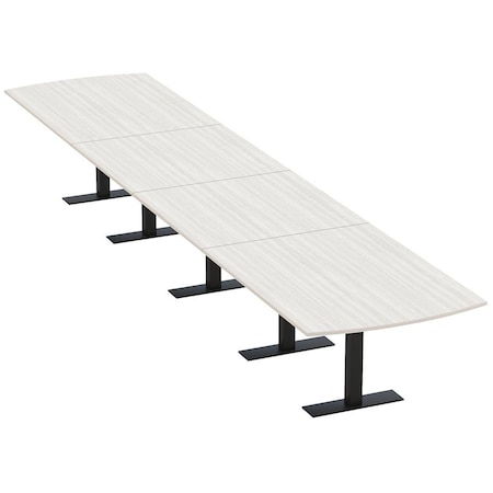 Skutchi Designs 20ft Arc Rectangle Conference Table With Power | Harmony Series | 20 Person Meeting Room Table HAR-AREC-48X240-T.BK-WA7976-NA