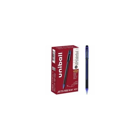Uniball uniballTM Jetstream 101 Ballpoint Pen, 1mm Medium Pen Point, Blue Ink, Gel-based, Black, Blue, 12PK 1768012