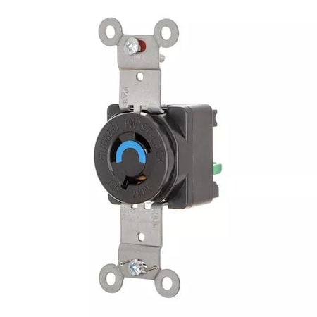 Hubbell Wiring Device-Kellems Locking Receptacle, L6-15R, 15 A, 250V AC, Single Phase, 2 Pole, Flush Mount, Black HBL4560ST