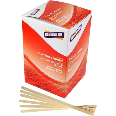 Genuine Joe Wooden Stirrers, Brown, 1000PK GJO03168