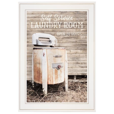 Homeroots Laundry Room 1 White Framed Print Bathroom Wall Art 405014