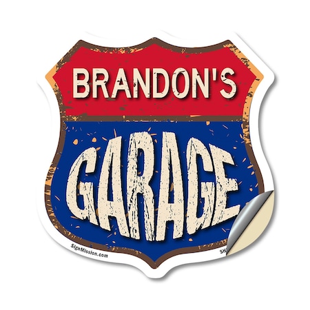 Signmission Brandon's Garage, 12 Inch X 12 Inch, Vinyl Decal SHI-D-12-383-BRANDON