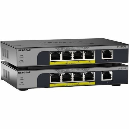 Netgear 5 PORT GIGABIT ETHERNET UNMANAGED POE+ SWITCH GS105PPV3 GS105P-300NAS