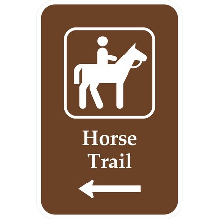 Lyle Horse Trail (with Left Arrow & Horse Rider Graphic), 12x18, Diamond Grade, White G-3076-DG_12x18